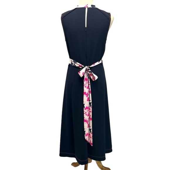 Tanya Taylor Navy Blue Silk Floral Tie Back Maxi Dress Womens 8 - Picture 7 of 15